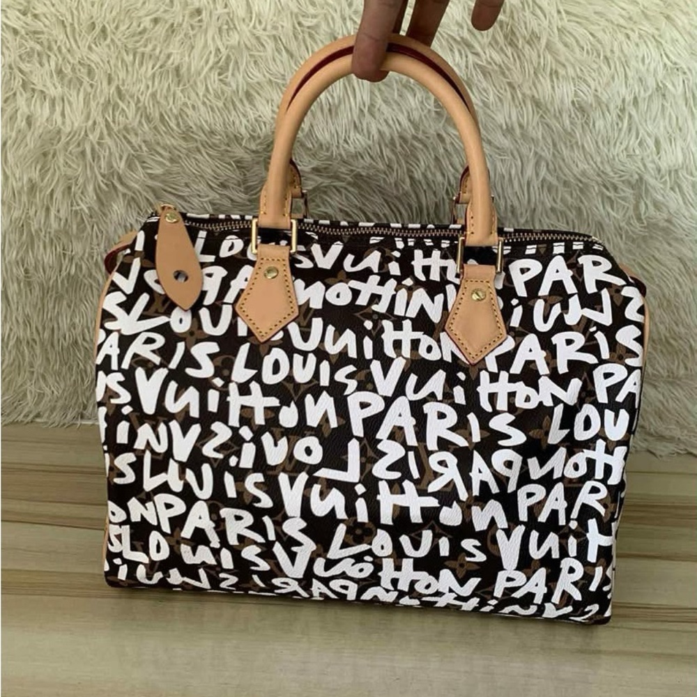 Louis Vuitton Brown and White Graphic Satchel
